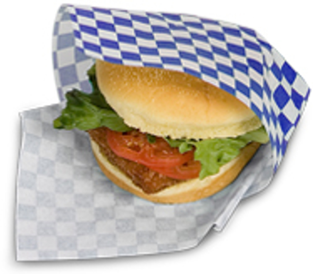 Sandwich wraps & basket liners Grease resistant paper wrap - Color Blue/natural check - Dimensions 12.00 x 12.00 (P057850) Sandwich wraps & basket liners Grease resistant paper wrap - Color Blue/natural check - Dimensions 12.00 x 12.00 (P057850)