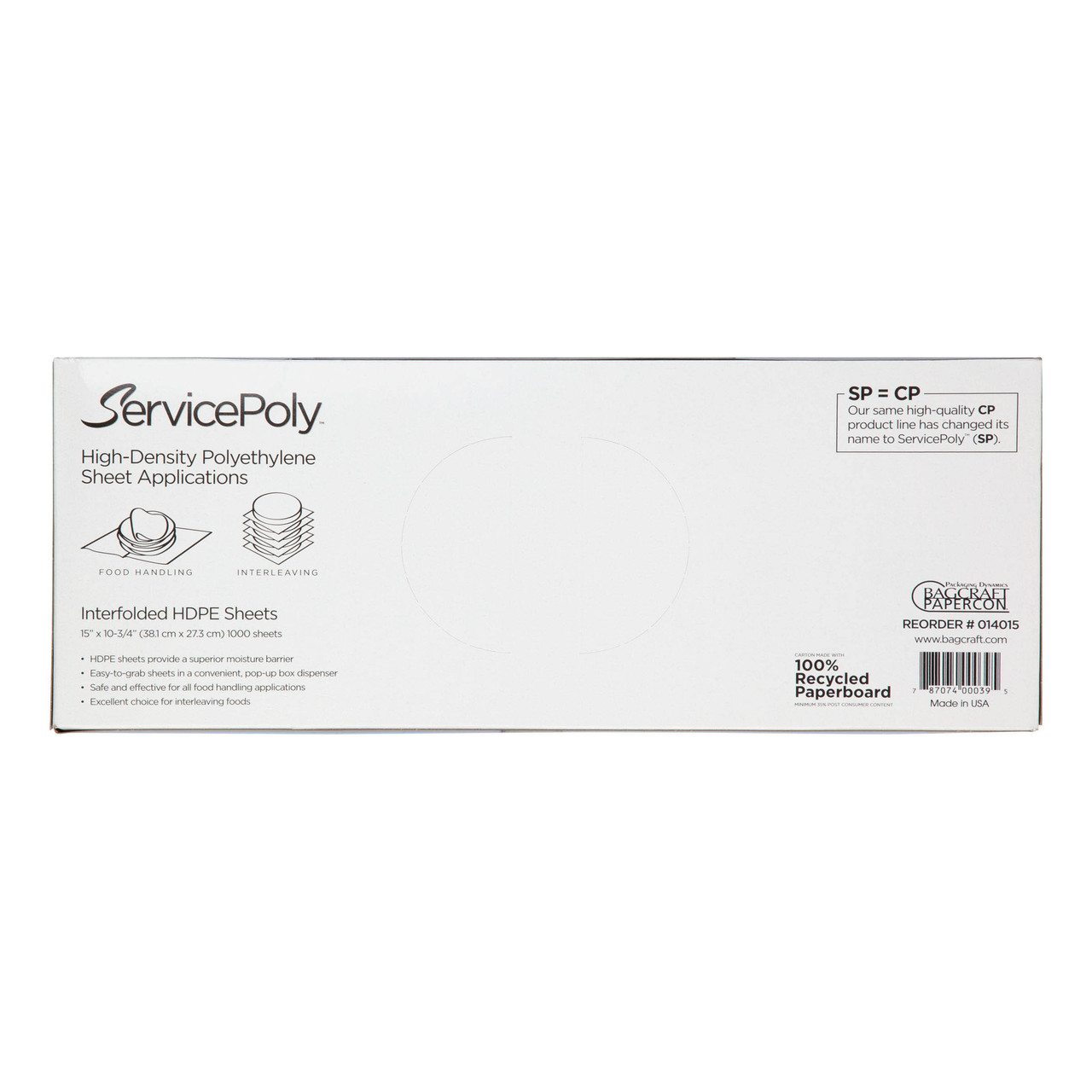 ServicePoly® interfolded sheets pick up sheet SP15 - Color Clear - Dimensions 15.00 x 10.75 (P014015)