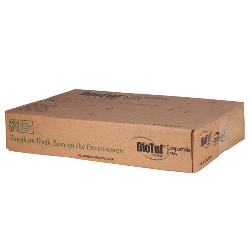 BioTuf® Compostable Can Liners - 20-30 Gal 30 x 39 Bioplast 1.20 Mil Green 5/25 Rolls (Y6039SE R01)