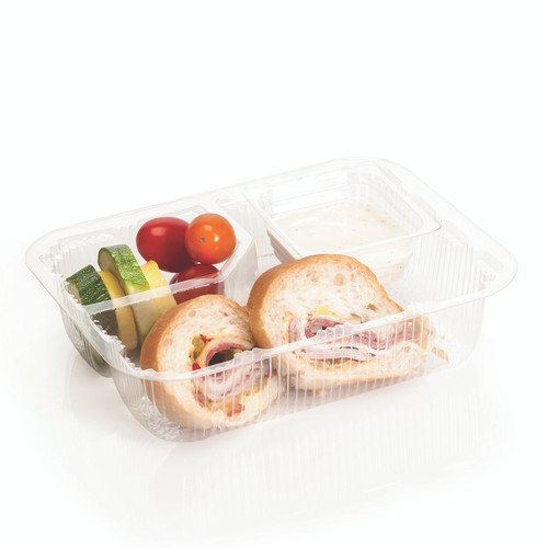 Polar Pak Grab  Go Containers 2 Pocket Clear Snack Tray 21921