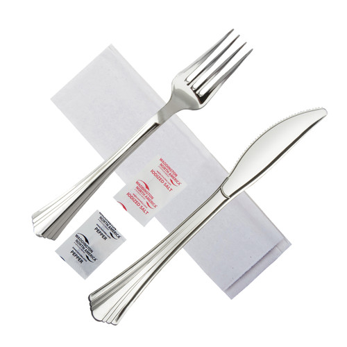Reflections Cutlery Napkin Kits Fork Knife Salt Pepper 2Ply Napkin Kit REFKIT2