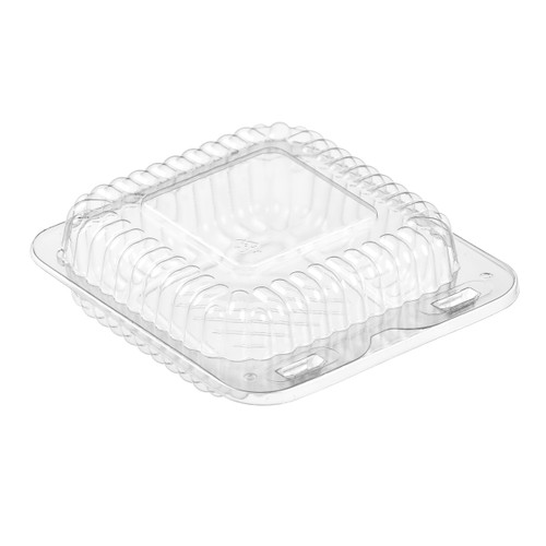 Clear small shallow clamshell container with barlock closure (9509) Clear small shallow clamshell container with barlock closure (9509)