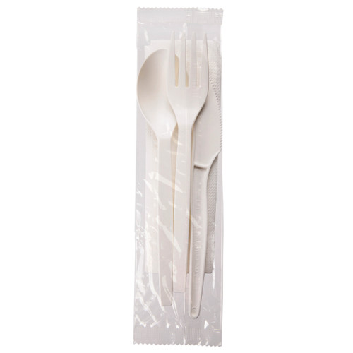PSM Cutlery 7 in. White Individually Wrapped Cutlery Kits (K,F,S,N) (EPS005)