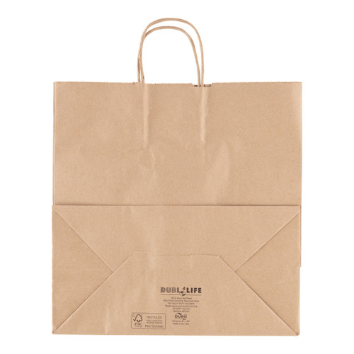 Traveler Dubl Life® shopping bag 60# recycled kraft FSC BPI - 250 PK (87127)