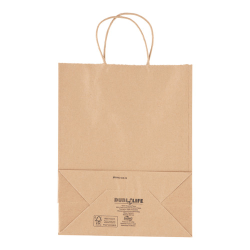 Missy Dubl Life® shopping bag 60# recycled kraft FSC BPI - 250 PK (87124)