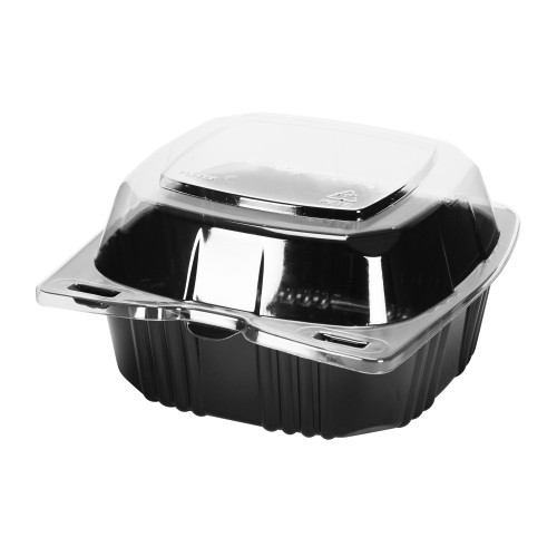 5”x 5” small clamshell clear lid, black base (SXS) (29567) 