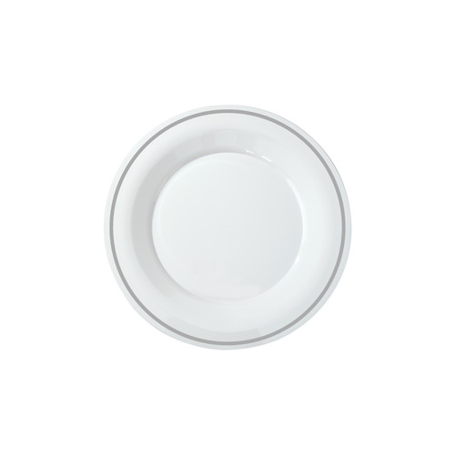 Milan™ Dinnerware 6” Round White/Silver Plate (MR6WSLVRPP) Milan™ Dinnerware 6” Round White/Silver Plate (MR6WSLVRPP)