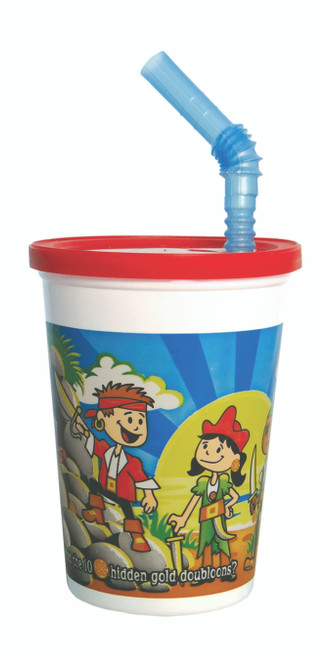 Memorables™ Kid Cups 12 fl oz (355ml) Pirate Reusable IM Cup Tri-Pack w/ Lid & Straw (TRI12PIRATE)