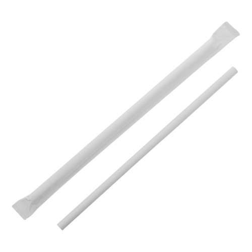 Touch Straws 7.7” White Paper Jumbo Straws 7mm - Individually Wrapped (TI92955WP)