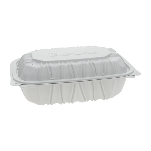 EarthChoice 9 x 6" Vented MFPP Hinged Lid Container, White, 170 ct.