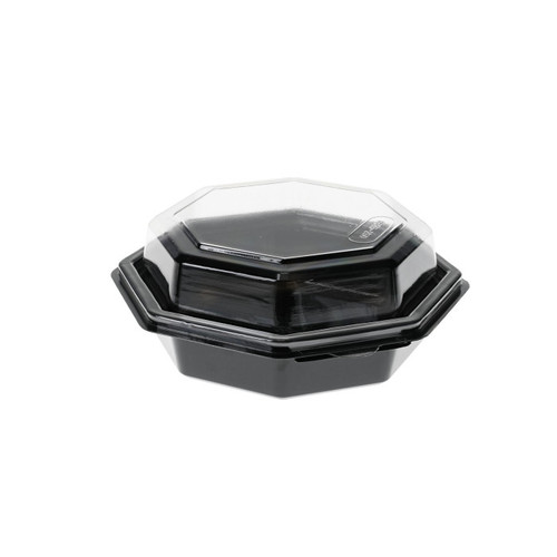 EarthChoice 16 oz. Dual-Color RPET Octagon Hinged Lid Container, Black/Clear, 150 ct.