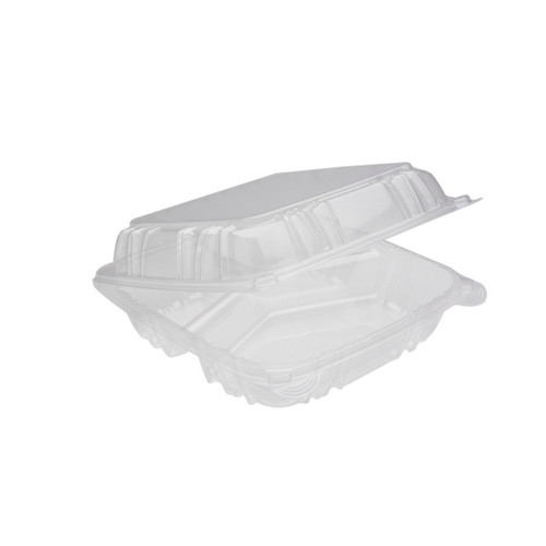 Pactiv Evergreen 9" Sensation 3-Compartment OPS Hinged Lid Container, Clear, 200 ct.
