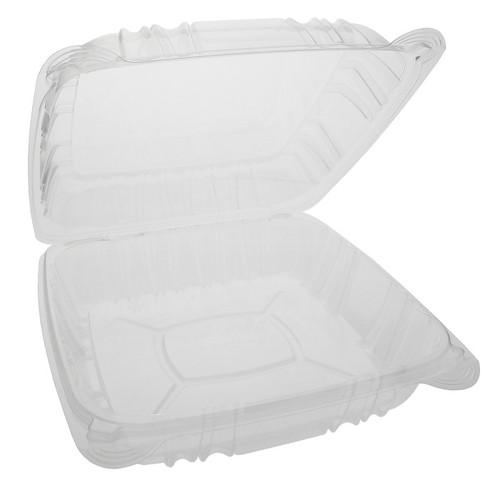 Pactiv Evergreen 9" Sensation Hinged Lid Container, Clear, 200 ct.