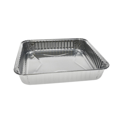 Pactiv Evergreen 8" Aluminum Square Cake Pan, Full Curl, Silver, 300 ct.