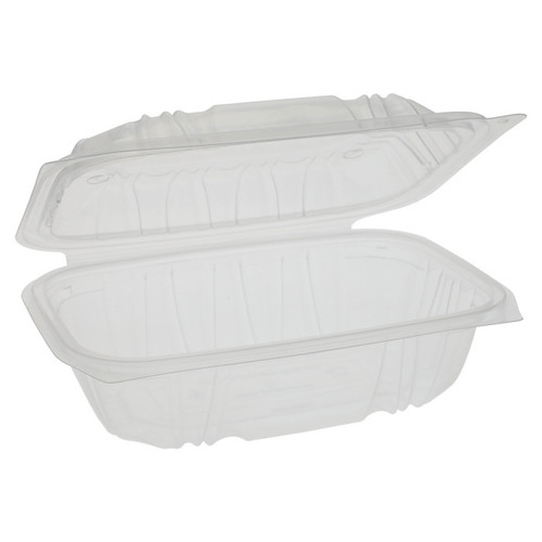 EarthChoice 9 x 6 x 3.1" Vented PP Hinged Lid Container, Clear, 140 ct.