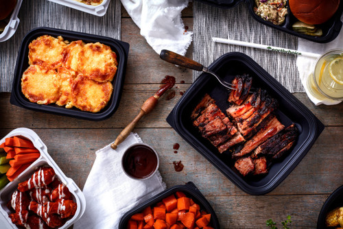 EarthChoice 48 oz. 8 x 10" Rectangle Container, Black, 150 ct.