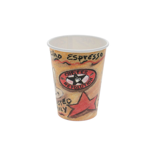 Pactiv Evergreen 12 oz. Paper Hot Cup, Coffee Revolution Print, 1,000 ct.