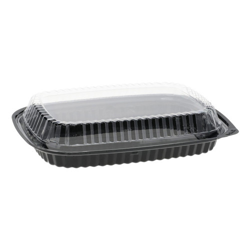Pactiv Evergreen 8.75 X 5.9" OPS Entrée Container and Lid, Black/Clear, 280 ct.