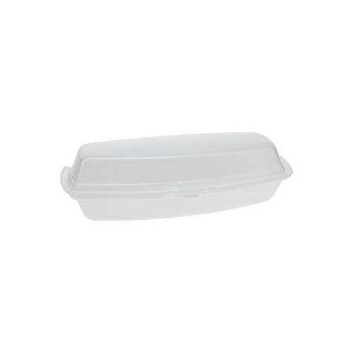 Gordon Food Service 7 x 3 x 2" PS Foam Hinged Lid Hot Dog Container, White, 504 ct.