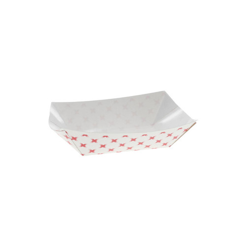 Sysco Reliance 8 oz. Paper Food Tray, Red and White Plaid, 1,000 ct.