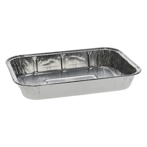Pactiv Evergreen Aluminum Oblong Cake Pan, Full Curl, Silver, 500 ct.