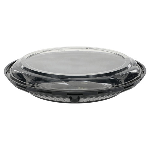 Pactiv Evergreen 1" Tall Swirl Dome Lid and Base for 10" Pie, Black/Clear, 100 ct.