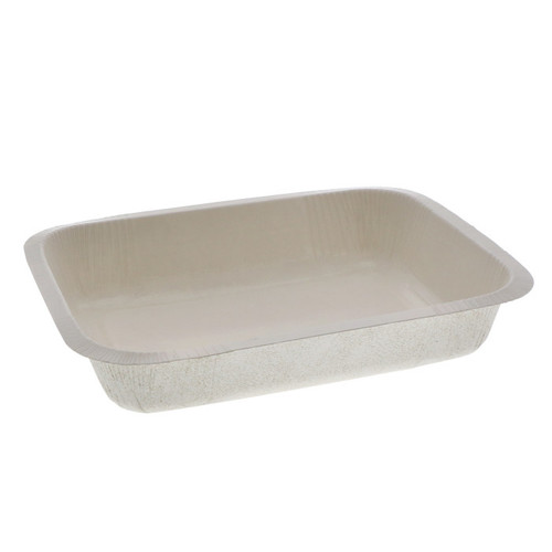Pactiv Evergreen 36.7 oz. 6.7 x 8.9" PFAS-Free Pressware Classic Stoneware Dual-Ovenable Paperboard Tray, White, 250 ct.