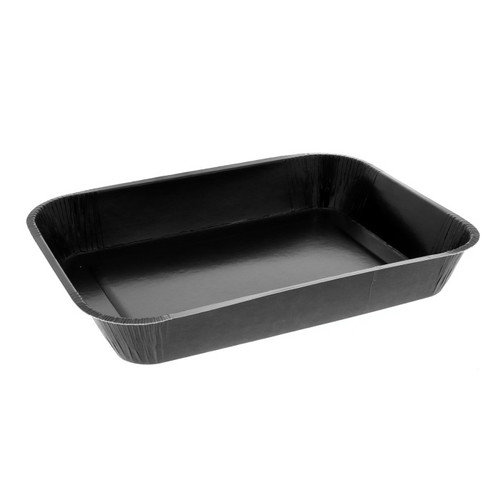 Pactiv Evergreen 45 oz. 7.5 x 9.9" PFAS-Free Pressware Ebony Premier Dual-Ovenable Paperboard Trays, Black, 250 ct.