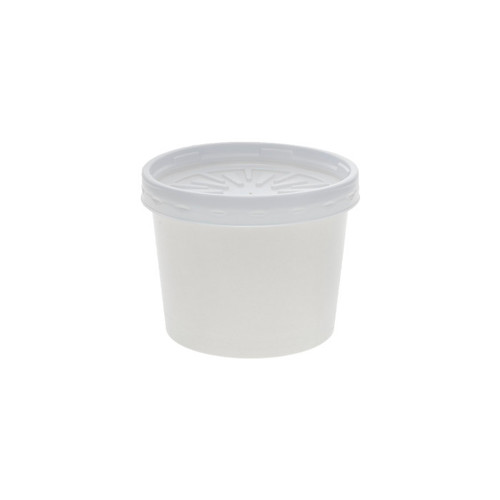 US Foods Monogram 12 oz. Paperboard Round Food Container and Lid, White, 250 ct.