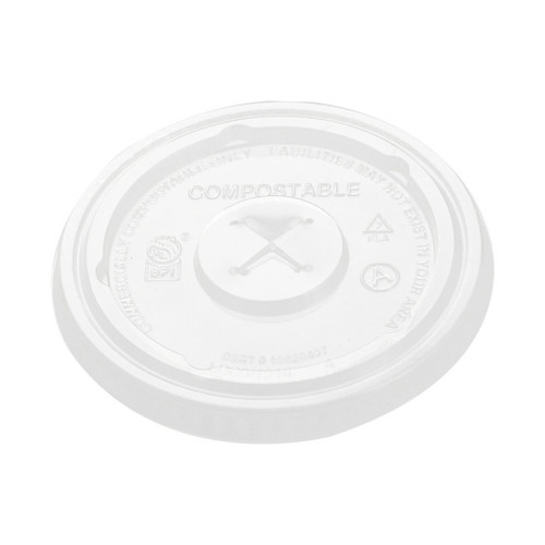 Greenware Compostable PLA X-Slot Lids for "A" Size Cold Drink Cups, Clear, 1,000 ct.
