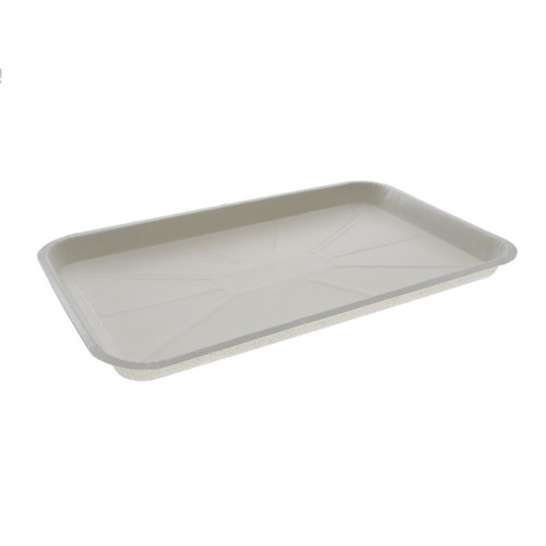 Pactiv Evergreen 23 oz. 7 x 11" Pressware Classic Stoneware Dual-Ovenable Paperboard Tray, White, 500 ct.
