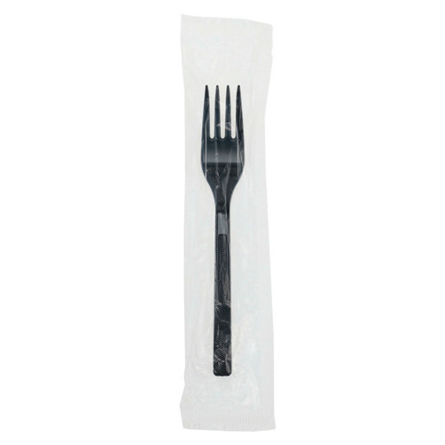 Pactiv Evergreen Prairiehollow 7.4" Heavy Weight Wrapped HIPS Fork, Black, 1,000 ct.