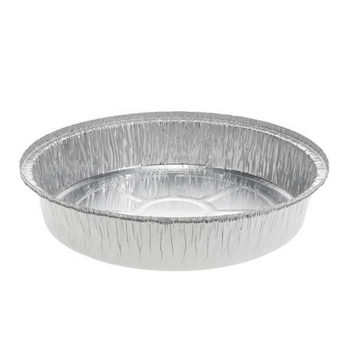 Pactiv Evergreen 9" Aluminum Round Hemmed Edge Take-Out Container, Silver, 500 ct.