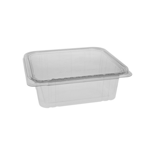 EarthChoice 64 oz. RPET Tamper-Evident Hinged Lid Deli Container with Flat Lid, Clear, 150 ct.