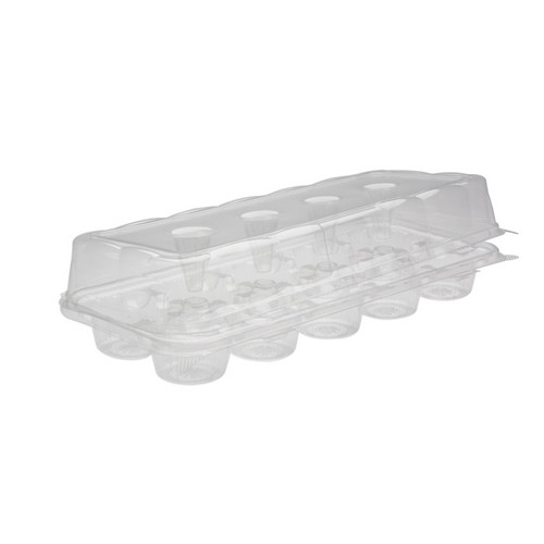 Pactiv Evergreen 15.7 x 7.3 x 3.6" PET Hinged Lid 10 Count Cupcake / Muffin Container, Clear, 90 ct.