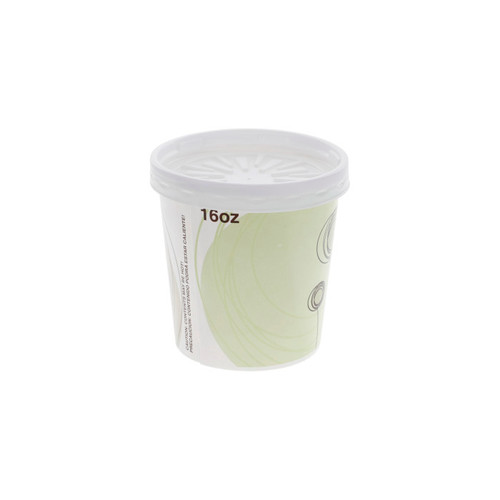 US Foods Monogram 16 oz. Paperboard Round Food Container and Lid, Meadows Stock Print, 250 ct.