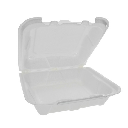 Gordon Food Service 8 x 8 x 3" Vented PS Foam Hinged Lid Container, White, 150 ct.