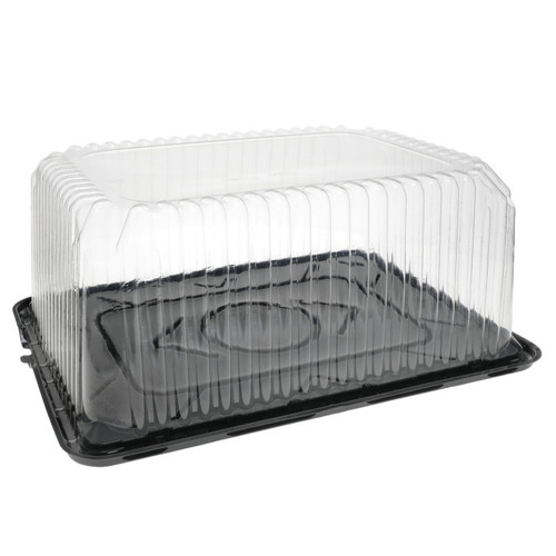 Pactiv Evergreen 6? Fluted Dome Lid and Cake Base for 1/4 Sheet Cake, Black/Clear, 60 ct.