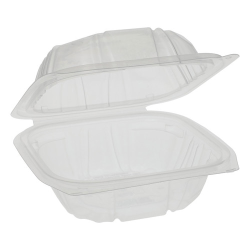 EarthChoice 6 x 6 x 3.1" Vented PP Hinged Lid Container, Clear, 321 ct.