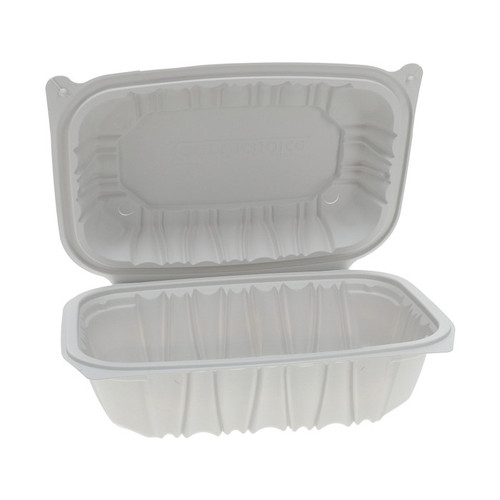 EarthChoice 9 x 6" Vented MFPP Hinged Lid Container with Printed Sleeves, White, 170 ct.