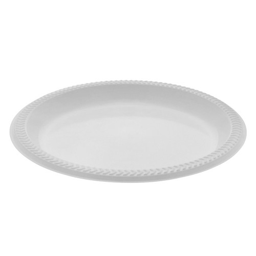 Pactiv Evergreen 9" Meadoware Impact HIPS Plate, UPC, White, 400 ct.