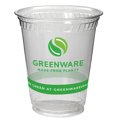 Greenware 7 oz. Compostable PLA Cold Drink Cup with Print, Clear, 1,000 ct.