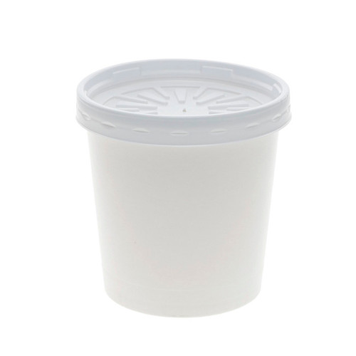 US Foods Monogram 16 oz. Paperboard Round Food Container and Lid, White, 250 ct.