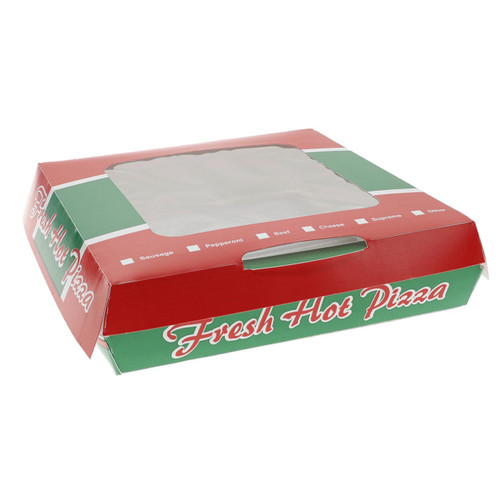 Pactiv Evergreen 7" Pizza "Fresh Hot" Paper Hinged Clamshell  with Window and Pad, White, 250 ct.