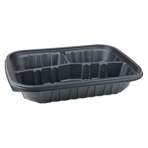 EarthChoice 52 oz., 12 x 9" Entrée2Go 3-Compartment Container, Black, 200 ct.