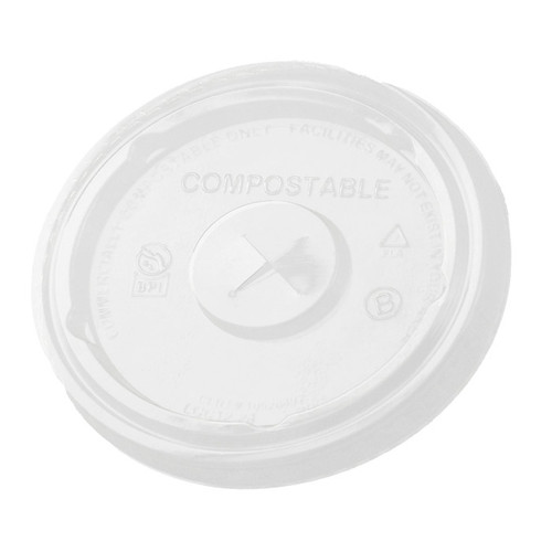Greenware Compostable PLA X-Slot Lids for "B" Size Cold Drink Cups, Clear, 1,000 ct.