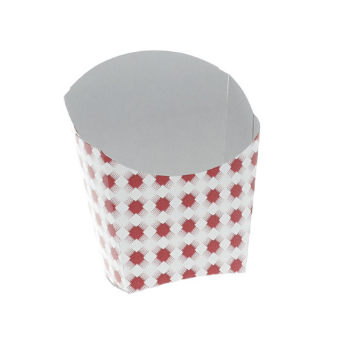 Pactiv Evergreen Small Paperboard Fry Carton, Basketweave Print, White/Red, 1,000 ct.