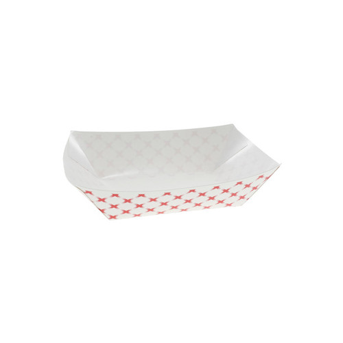 US Foods Monogram #2, 2 Lb. Paperboard Food Tray, Checkered Red and White, 1,000 ct.