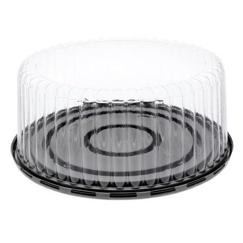 Pactiv Evergreen 4" Swirl Dome Lid and 10" Base for 8" Cake, Black/Clear, 100 ct.