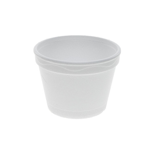 Sysco Classic 4 oz. Squat Round PS Foam Food Container, White, 1,000 ct.